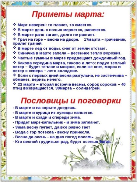 Весенние наблюдения в природе