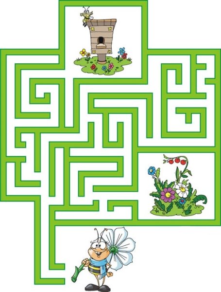 Лабиринты с насекомыми для детей