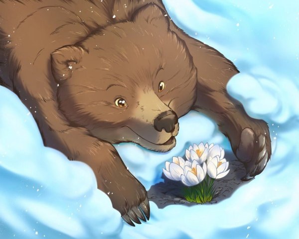 Медведь весной в лесу