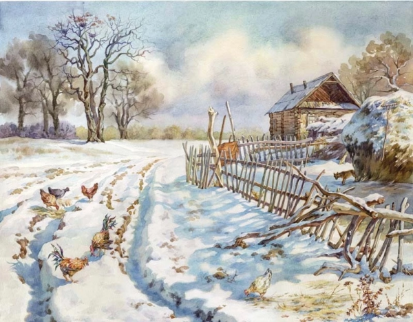 Весенний деревенский пейзаж