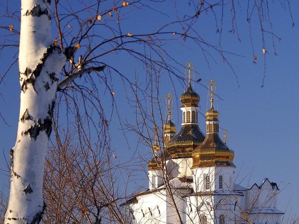 Православный храм красивый и цветы