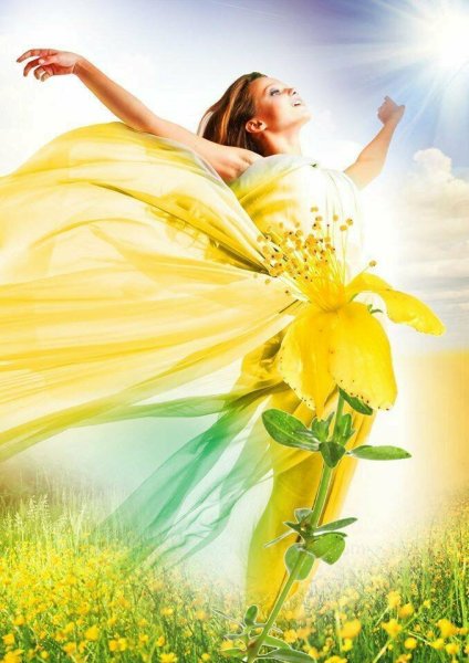 Весенний пейзаж с людьми