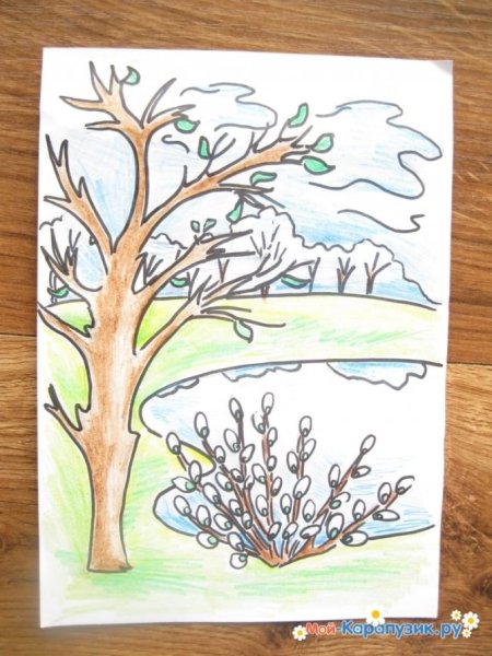 Рисование весеннего пейзажа