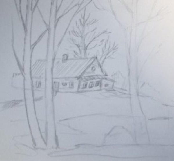 Дом весной рисунок детский