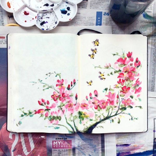 Цветы развороты для скетчбука