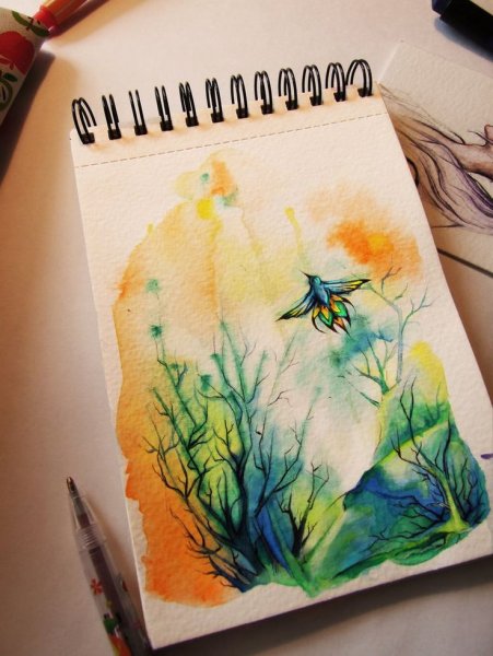 Рисунки акварелью для скетчбука