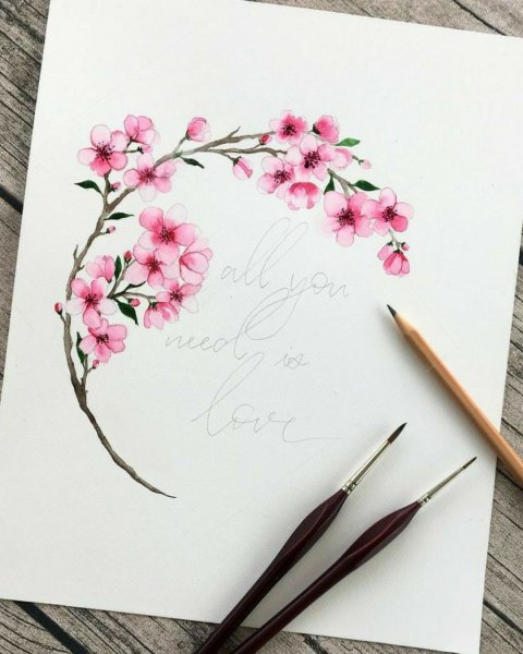 Цветы акварелью в скетчбуке