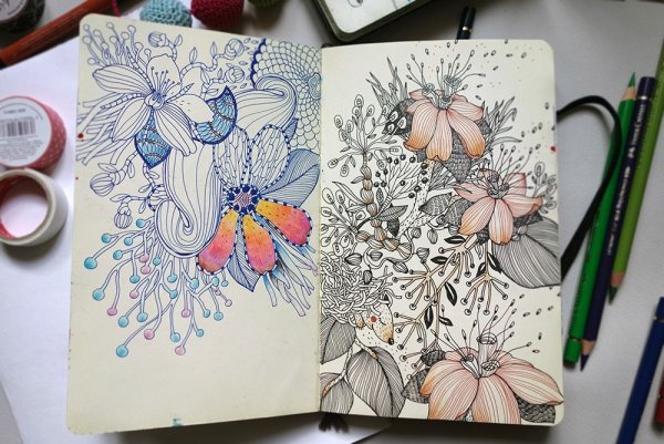 Весенние рисунки для скетчбука