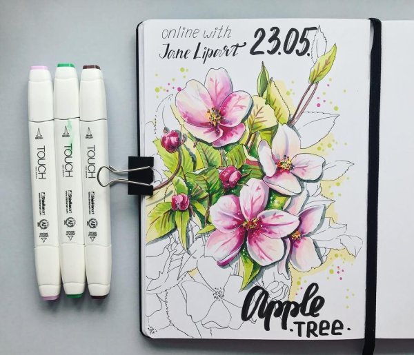 Скетч маркерами Весна