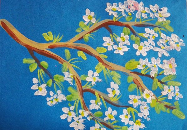 Рисование цветущей ветки