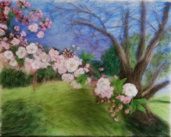Живопись шерстью Весна