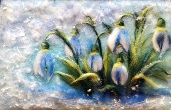 Шерстяная акварель мастер класс подснежники