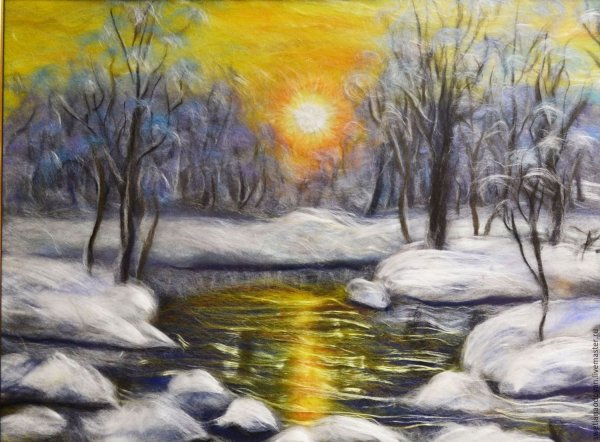 Шерстяная живопись пейзажи