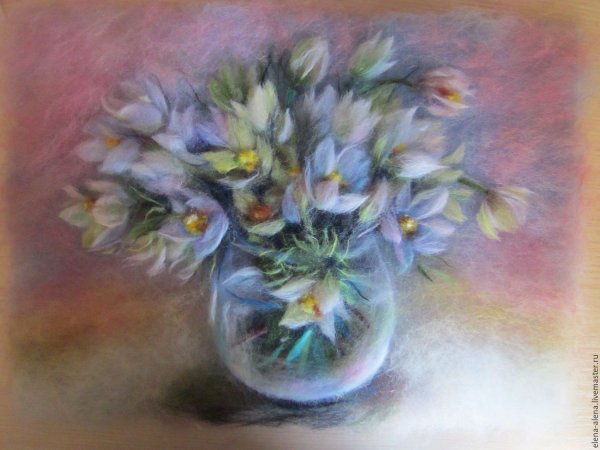 Живопись шерстью Весна