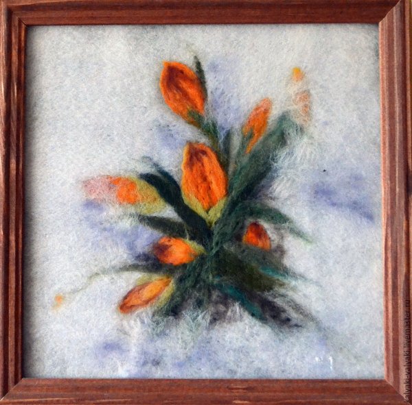 Рисование шерстью крокусы