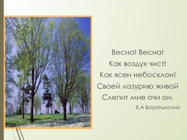 Евгений Баратынский стихотворение Весна