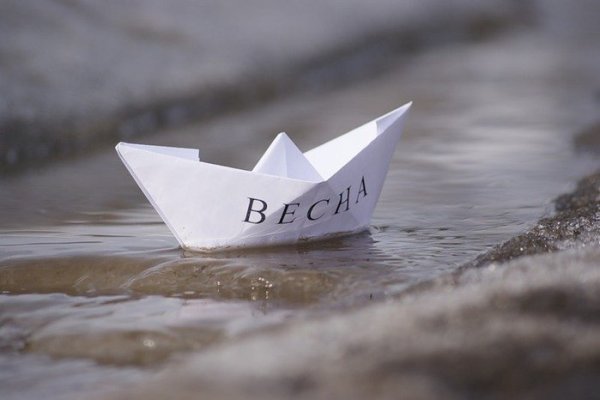 Бумажный кораблик в ручье