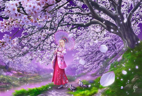 Аниме девушка Весна