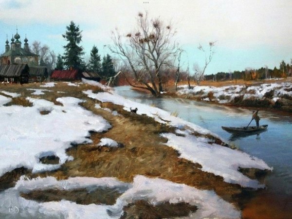 Жданов Владимир Юрьевич художник ранняя Весна в деревне
