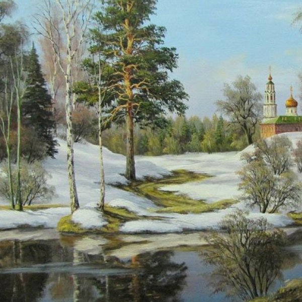 Художник Кандыбин зимний пейзаж