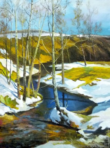 Картина Левитана проталины