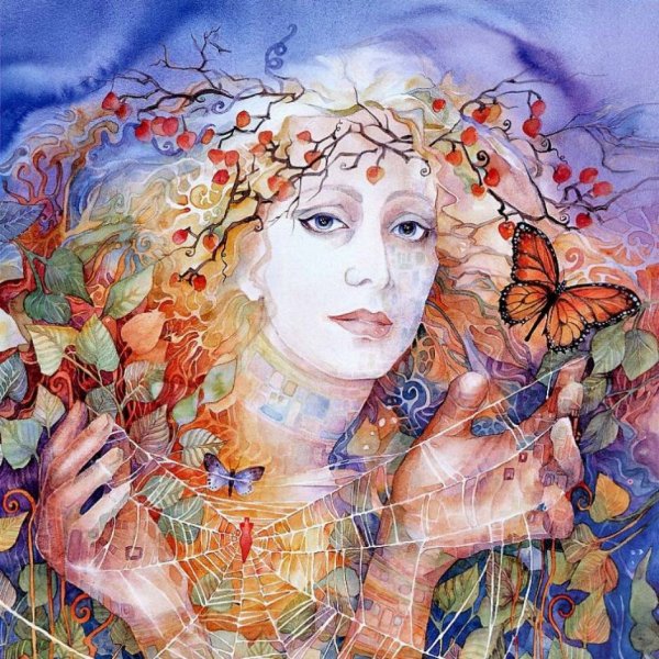 Картина девушка с цветами