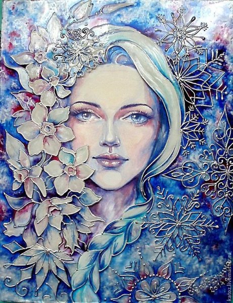 Девушка Весна с зелеными глазами рисунок