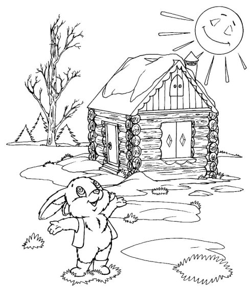 Весенний пейзаж раскраска