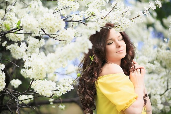 Фотосессия в цветущих деревьях