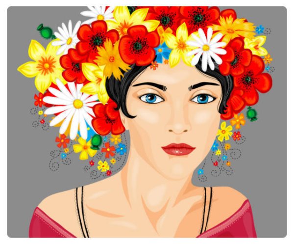 Лицо мамы в цветах