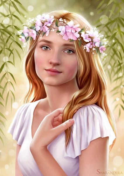 Женщина с венком на голове