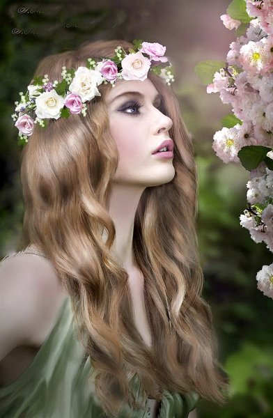 Девушка в венке фэнтези