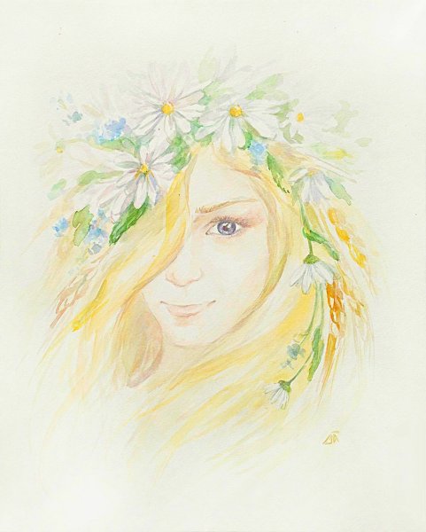 Силуэт лица девушки в цвете