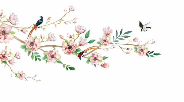 Весенний орнамент на прозрачном фоне