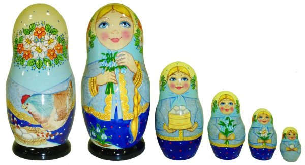 Матрешка желто-голубая