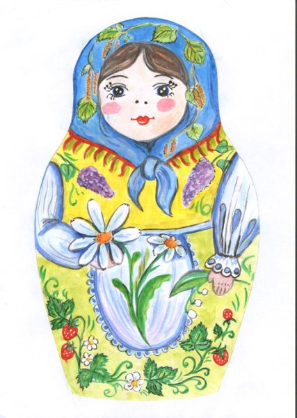 Матрешка рисунок в цвете