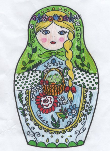 Весенняя Матрешка рисование