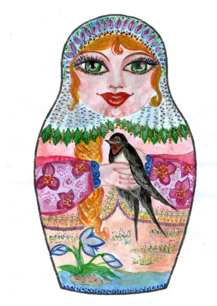 Матрешка на прозрачном фоне