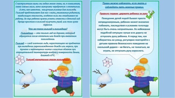 Осторожно гололёд памятка для детей