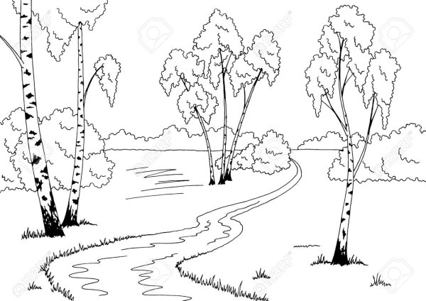 Весенний пейзаж раскраска для детей