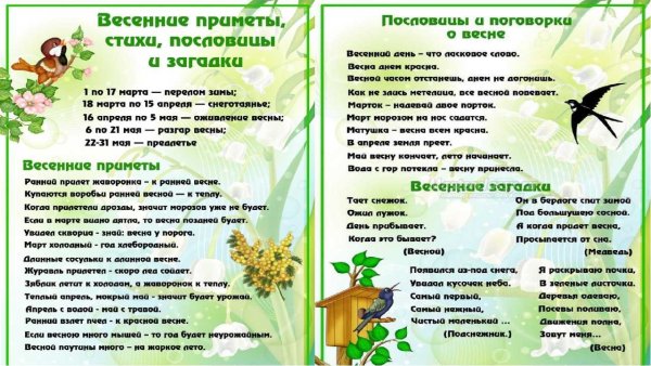 Приметы весны для дошкольников
