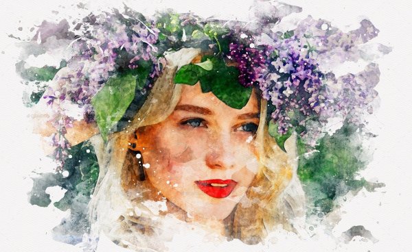 Девушка в венке акварель