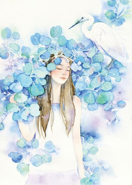 Девушка Весна акварель