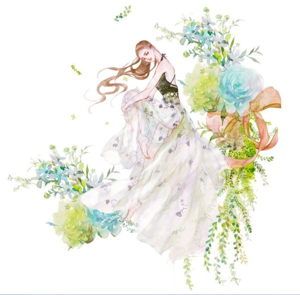 Девушка Весна акварель