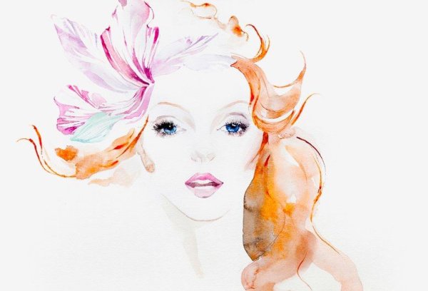 Женщина Весна акварель