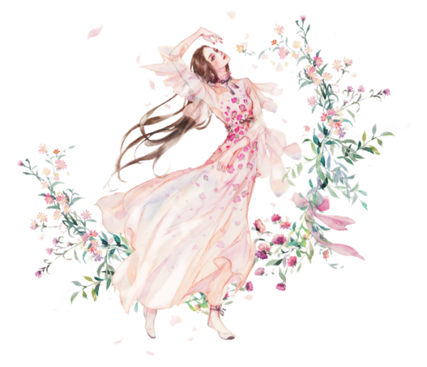 Женщина акварель на белом фоне