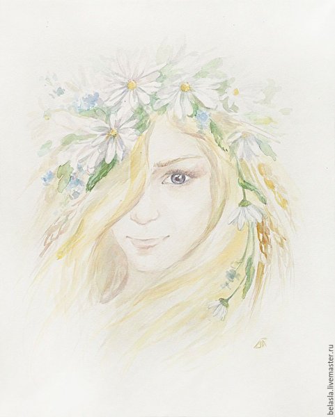 Девушка в венке акварель
