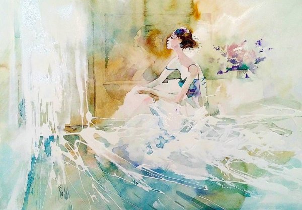 Утро акварель