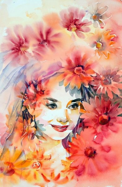 Гордон Кинг акварель женщина