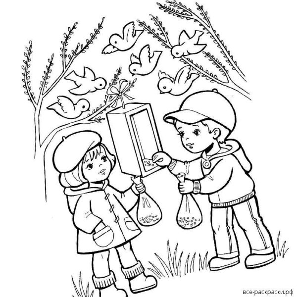 Весенний пейзаж раскраска